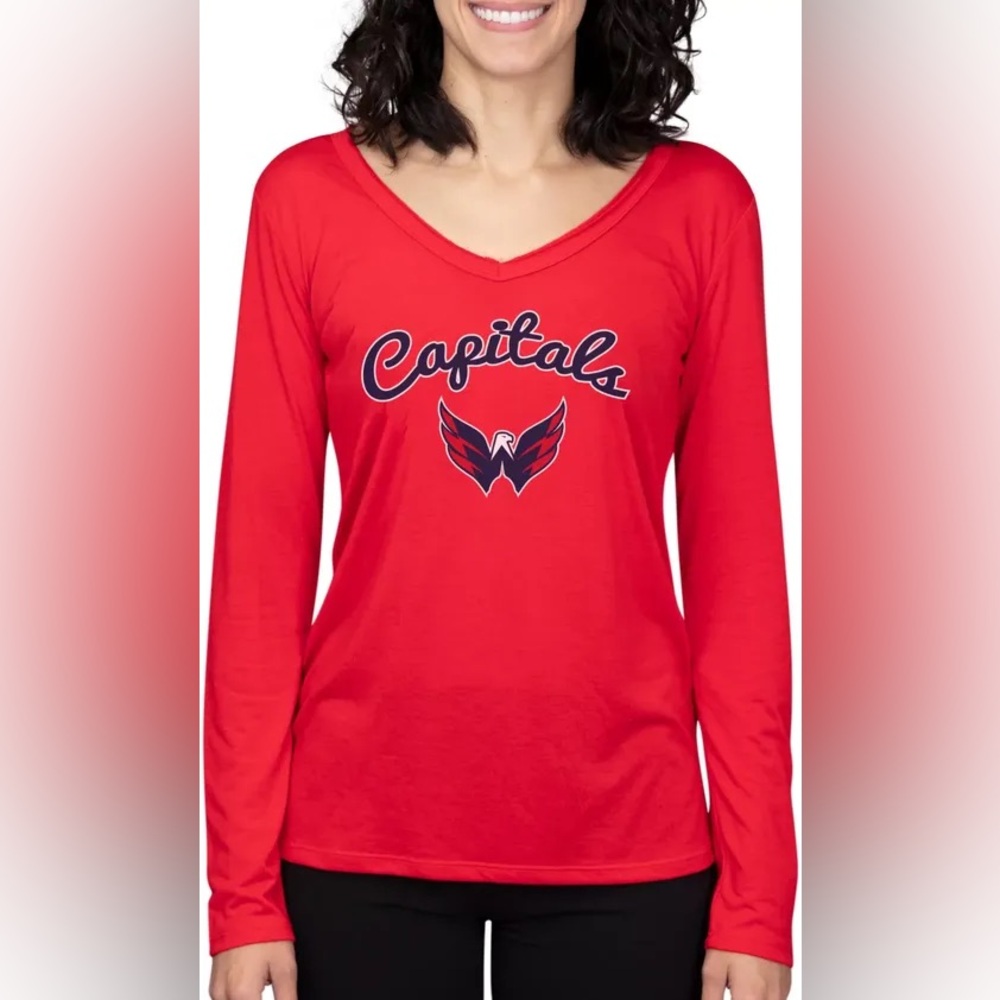 Concepts Sport Women's Washington‎ Capitals Marathon Knit Long Sleeve T-Shirt S